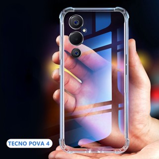 เคสโทรศัพท์มือถือ แบบใส สี่มุม สําหรับ Tecno Pova 4 Pro 4 3 2 Pova Neo Pop 5 Lte Spark 6 Go 8c Spark 7t 7 Pro 5 6 Air Camon 19 Neo 19 Pro 18p 17p 16 Pouvoir 4 Pro การป้องกันการตกกระแทก