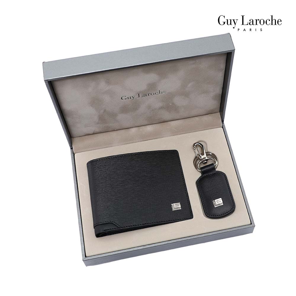 Guy Laroche Gift set กระเป๋าสตางค์พับสั้น + พวงกุญแจ รุ่น MGG0051 - สีดำ