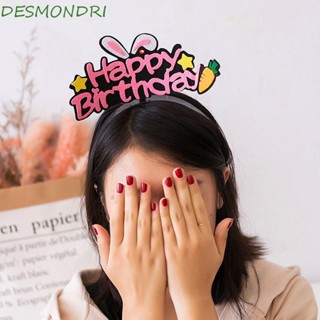 Desmondri ที่คาดผม ลาย Happy Birthday ปีกตัวอักษร หูกระต่าย มีไฟ LED สําหรับเด็กผู้หญิง