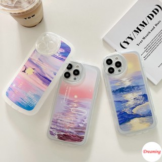 สำหรับ Samsung Galaxy A03 A03S A02S A13 A22 M22 M32 A23 A32 A33 A50 A50S A30S A51 A52 A52S A53 A72 A73 A20 A30 A12 4G 5G ความโปร่งแสงปลอกตาใหญ่ Motif Ocean Sky Sea Gull