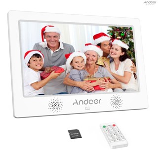 Andoer กรอบรูปดิจิตอล 10.1 นิ้ว ความละเอียด 1024x600 หน้าจอ TFT-LED รองรับปฏิทิน นาฬิกาปลุก รูปภาพ เพลง วิดีโอ พร้อมรีโมตคอนโทรล การ์ดหน่วยความจํา 8GB