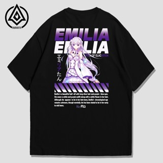 [COD]เสื้อยืด พิมพ์ลายอนิเมะ Emilia Re Zero Re Zero Distro สําหรับผู้ชาย และผู้หญิง