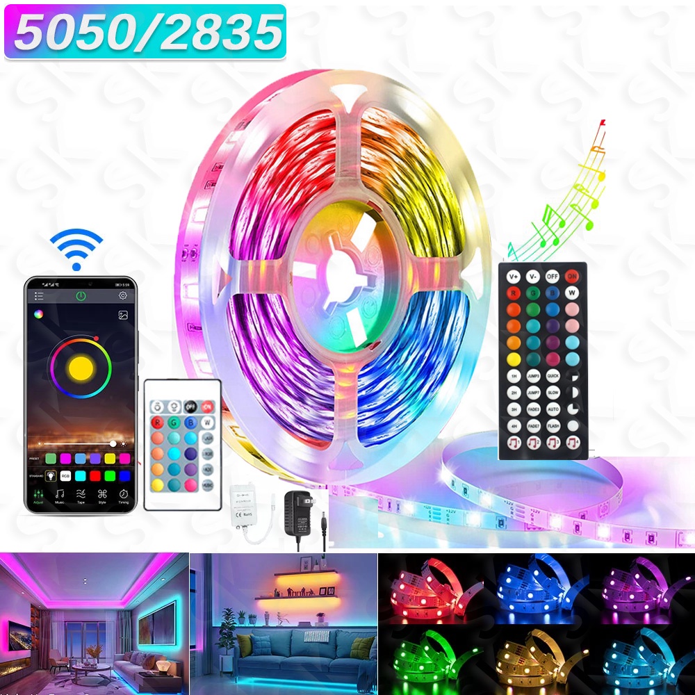 SK H&L🔥10 ปี🔥 ของแต่งบ้าน ไฟ LED Strip,ไฟห้อง LED Strip ,แถบไฟ LED เปลี่ยนสีได้ Music Sync RGB ไฟ LED พร้อมรีโมทคอนโทรล