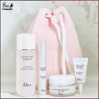 Dior Capture Total Cell Energy Set 5 ชิ้น ดิออร์เซทสกินแคร์พร้อมกระเป๋าผ้าหูรูดสีชมพู