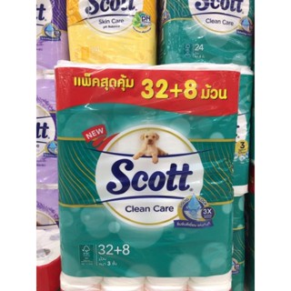 Scott สก๊อตต์® คลีนแคร์ หนานุ่ม3ชั้น ปริมาณ32+8ม้วน=40ม้วน