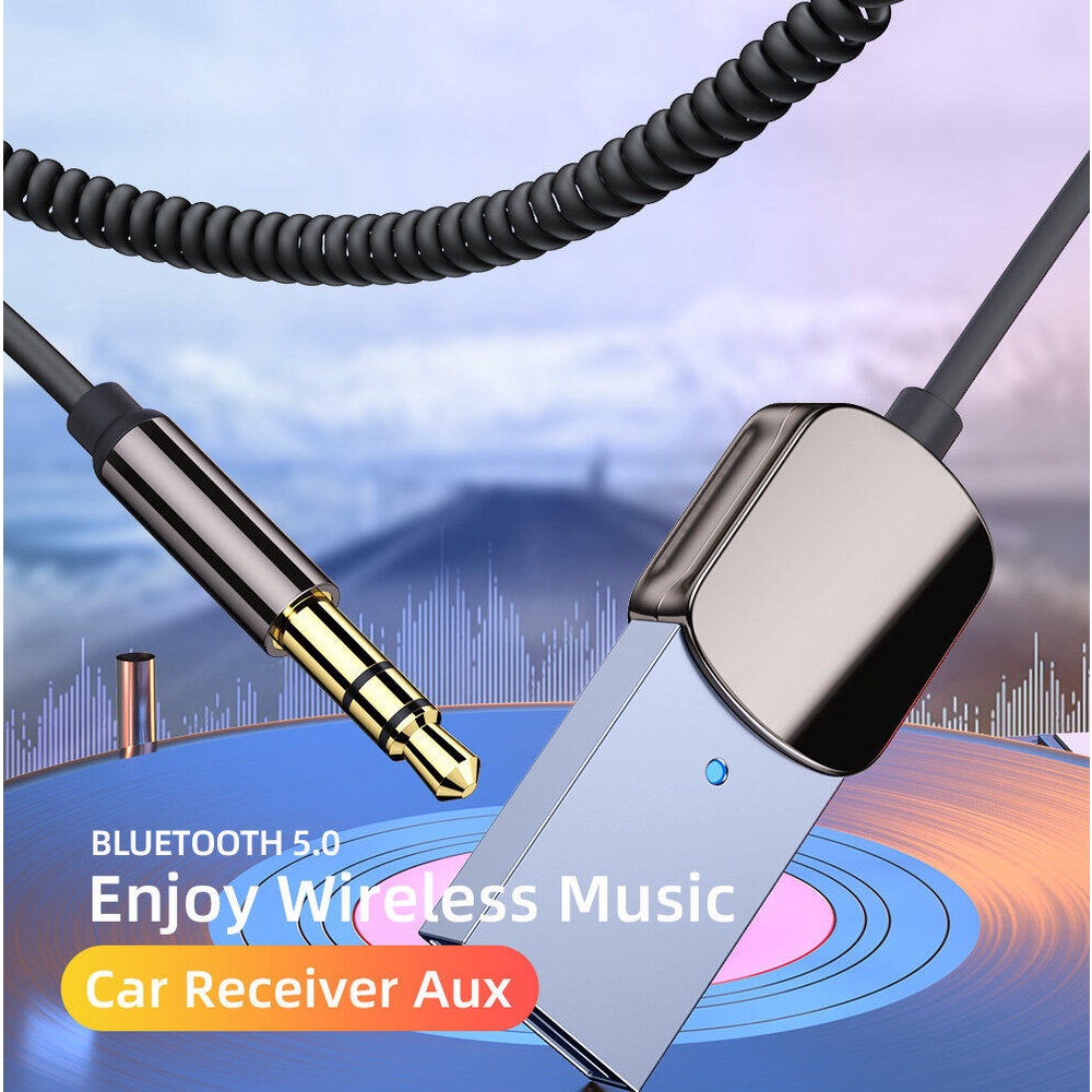 Bluetooth 5.0 Aux Adapter Dongle USB To 3.5mm Jack Car Audio Aux Handsfree Kit For Car Receiver BT T