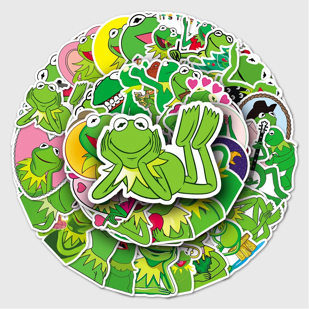 เซซามีสตรีท (芝麻街)KAWS กบเคอร์มิท Sesame Street  sticker สติกเกอร์กันน้ำรูปแบบที่แตกต่างกัน 50ชิ้น Kermit the Frog