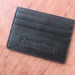 [พร้อมส่ง]Romantique Brand: Black Color Genuine Leather Cardholder/Wallet  กระเป๋าใส่บัตร หนังแท้สีดำ