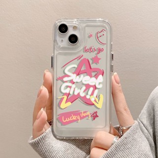 เคสโทรศัพท์มือถือซิลิโคน TPU ใส แบบนิ่ม ลายกราฟฟิตี้ ดาว กันกระแทก สําหรับ IPhone 14 13 12 11 Pro XS Max XR X 8 7 6 6S Plus