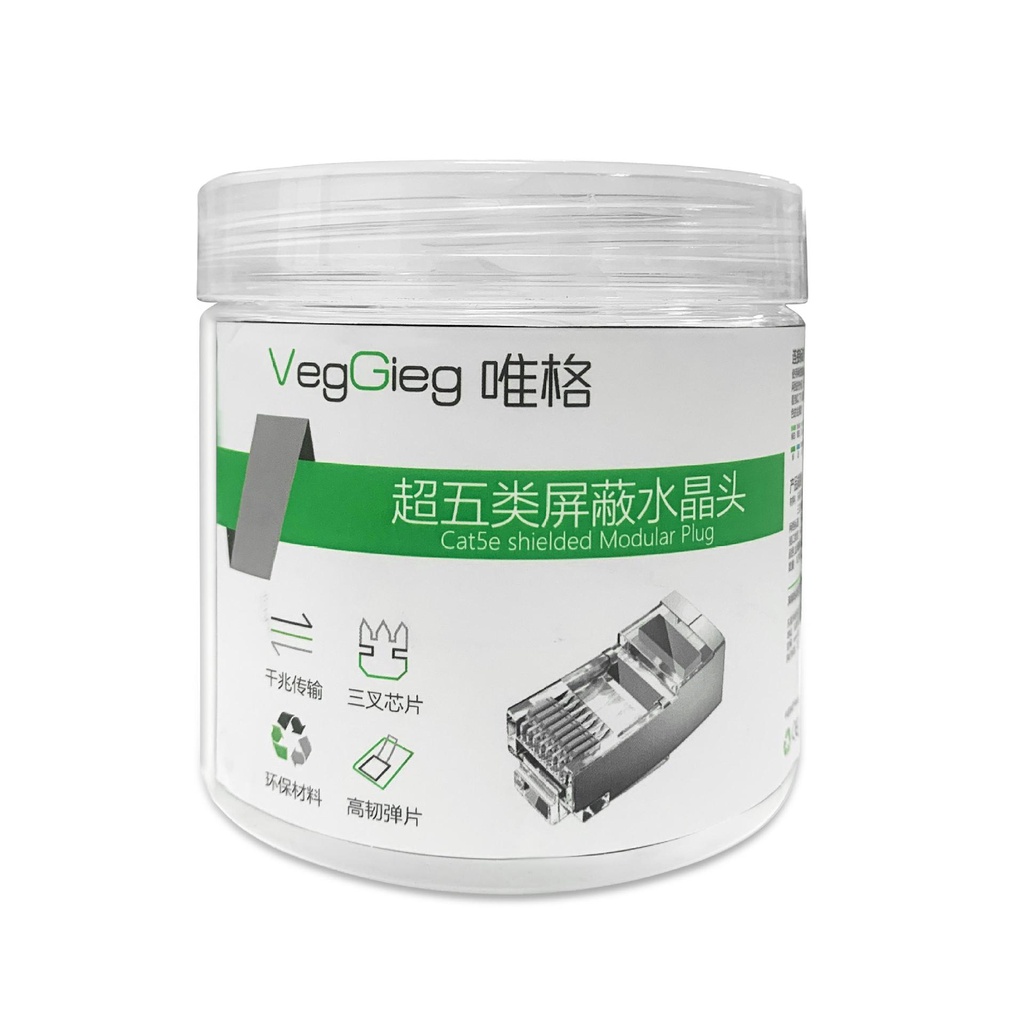 Veggieg RJ-45 Cat6 (Box 102Pcs.)Plug หัวแลน  หัวRJ-45 สำหรับสายแลน Cat6
