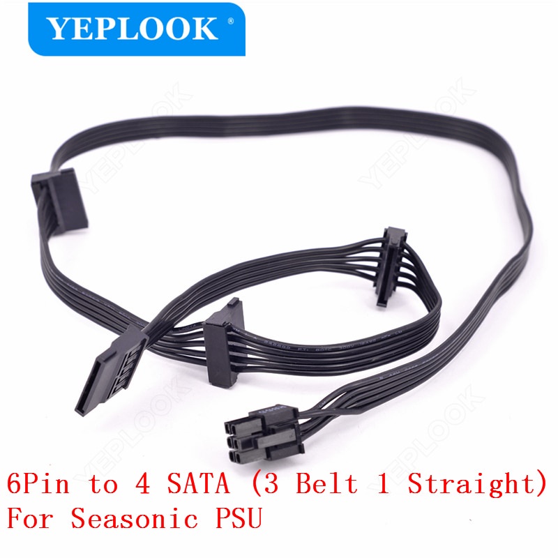 6Pin to 4 SATA HDD Cable สําหรับ Seasonic PRIME All Series PSU GX/PX/TX/Snow Silent/Gold/Platinum/Ti