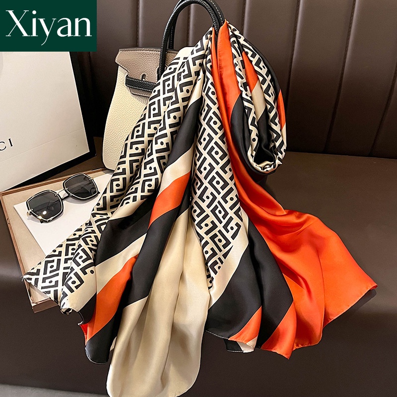 【พร้อมส่ง】ใหม่ ผ้าพันคอ ผ้าคลุมไหล่ ผ้าซาติน พิมพ์ลาย ยาว 90*180 ซม. กันแดด ฮิญาบ แฟชั่น สําหรับผู้หญิงชาวมุสลิม