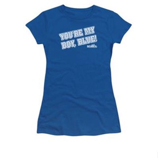 Old School - My Boy Blue Womens T-Shirt เสื้อครอปสายฝอ เสื้อคนอ้วนผญ เสื้อสาวอวบ