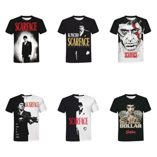 ใหม่ เสื้อยืดลําลอง แขนสั้น คอกลม พิมพ์ลาย Scarface Movie Tony Montana 3D โอเวอร์ไซซ์ แฟชั่นสําหรับผู้ชาย และผู้หญิง