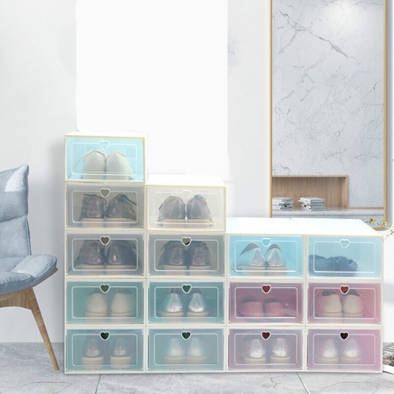 B10 Pieces a Set of Transparent Storage Box, Shoe Shoe Rack