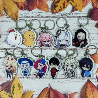 ของที่ระลึก พวงกุญแจ จี้การ์ตูนเป็ด ไก่ Yae Miko Shenhe Nezuko Power Kagura Lesley Rin Lumine Miyamuru