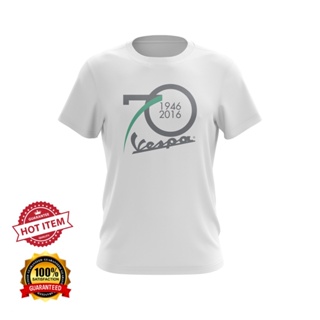 [พร้อมส่ง] 100% !! เสื้อยืด ลายรถมอเตอร์ไซค์ Vespa Anniversary 70