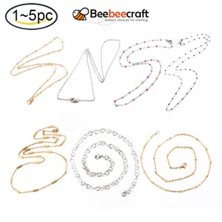 Beebeecraft สร้อยคอโซ่ สเตนเลส 304 พร้อมตะขอก้ามปู สีทอง ขนาด 17.5-29.1 นิ้ว (44.9-74 ซม.) สําหรับทําเครื่องประดับ สร้อยคอ สร้อยข้อมือ 1 ชิ้น