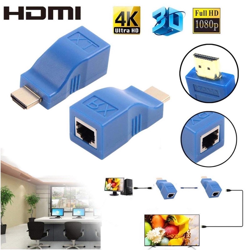 HDMI EXTENDER BY CAT-5e/6 สาย 30M HDMI Network Extender เครื่องส่งสัญญาณและตัวรับสัญญาณอะแดปเตอร์ V1