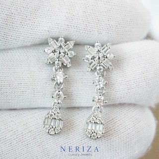 Neriza Jewelry/ ต่างหูระย้าออกงานเพชรสังเคราะห์เกรดพรีเมี่ยมก้านเงินแท้ ประกายเทียบเท่าเพชรแท้ NE149