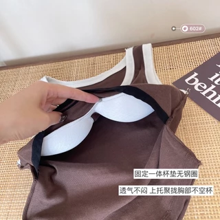 เสื้อกล้าม ดีเทลชายโค้ง(มีฟองน้ำ) ผ้านุ่มนิ่มใส่สบายปักลายอักษร V105