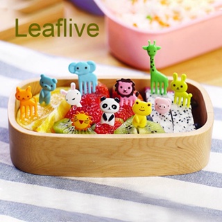 Leaflive ส้อมจิ้มผลไม้ อาหารกลางวัน ลายการ์ตูนสัตว์ ขนาดเล็ก สุ่มสี สําหรับเด็ก 10 ชิ้น ต่อชุด