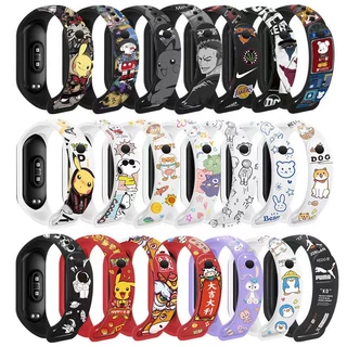 Mi Band 3/4/5/6/7 สายซิลิโคนพิมพ์ลายการ์ตูน TPU สายซิลิโคนนิ่ม MiBand5/6/7
