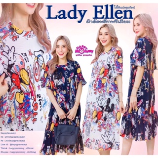 HappyMommy เดรสให้นม ( คลุมท้อง ) ผ้าอัดพลีทรุ่นขายดี Lady Ellen MK  ลายใหม่มาเพิ่ม