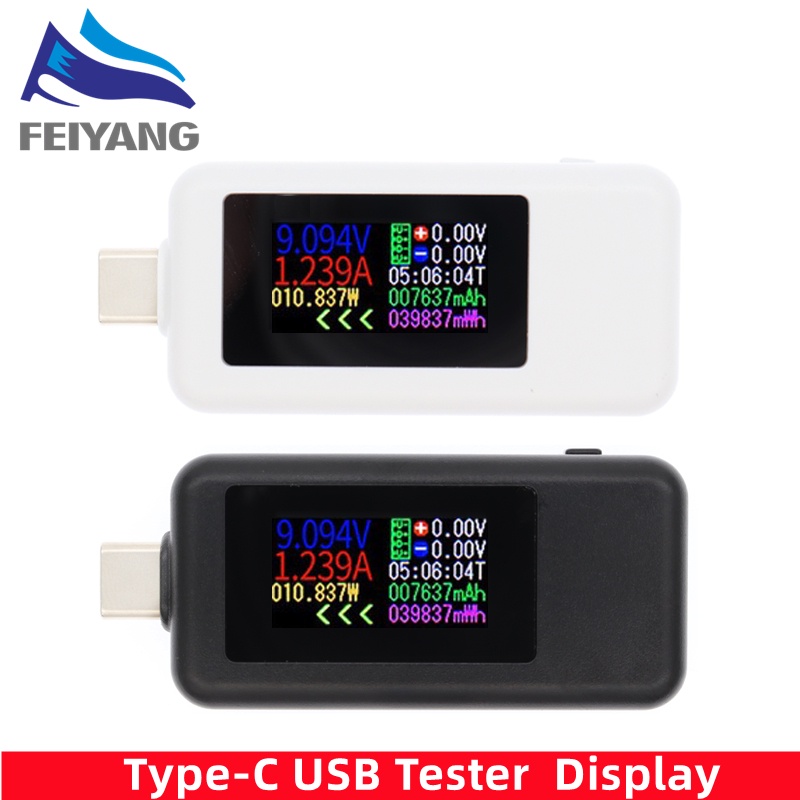 10 In 1 DC Type-C Current USB Tester 4-30V แรงดันไฟฟ้าเมตรจับเวลาแอมป์มิเตอร์ดิจิตอลตัดแบตเตอรี่แบตเตอรี่สํารอง Charger