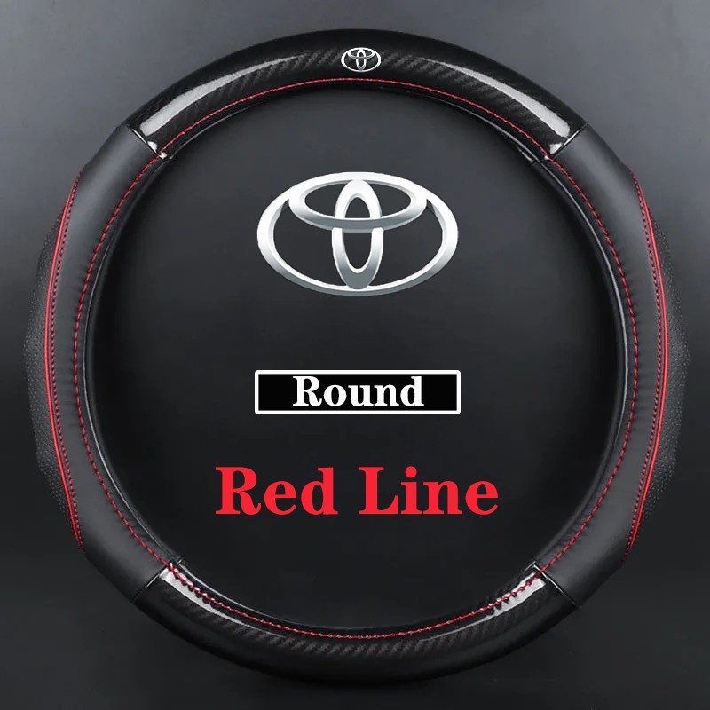 【Toyota】ปลอกหนังหุ้มพวงมาลัยคาร์บอนไฟเบอร์สําหรับ TOYOTA Alphard Avanza Altis Camry Hilux Fortuner Vios Innova Corolla Chr