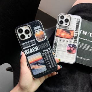 เคสโทรศัพท์มือถือ กันลื่น ลายต้นมะพร้าว และทิวทัศน์ สําหรับ iPhone 14 Promax 13 Pro max 12 11