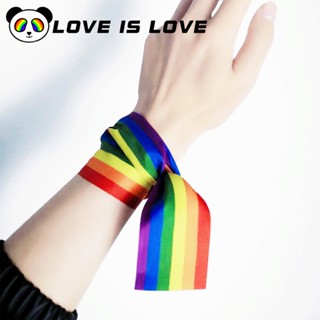 LGBT สายรุ้ง 6 สี แถบผ้า เกย์ สายรัดข้อมือ GAY แขน กระเป๋าเป้ ผม แถบตก แต่ง เลสเบี้ยน ความภาคภูมิใจ กำลังเสริม เครื่องประดับ