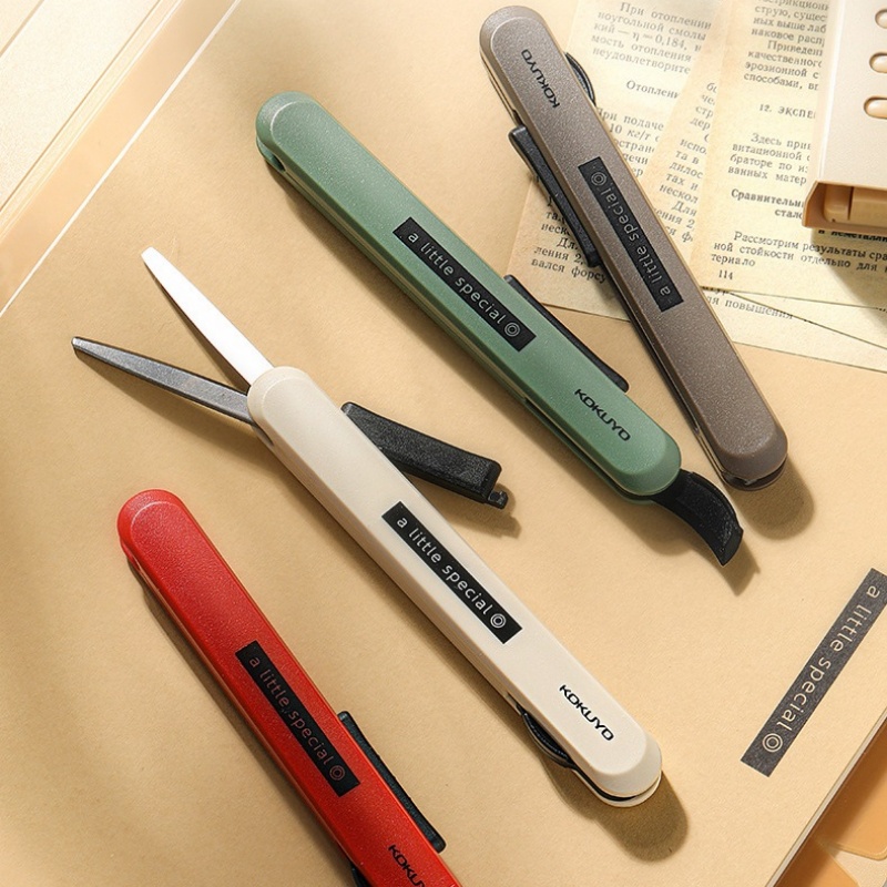 Penlab Kokuyo A Little พิเศษพับกรรไกรเรซิ่นเปิดปลอดภัยแบบพกพาปากกาเครื่องตัดสําหรับกระดาษไดอารี่ C7274 - รูปที่ 2