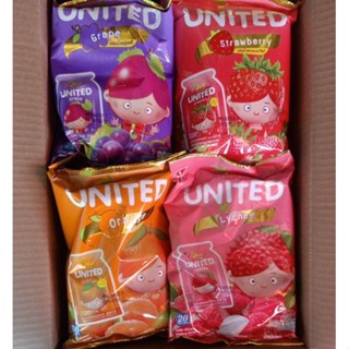 United jelly ยูไนเต็ดเยลลี่คาราจิแนน ผสมน้ำผลไม้แท้  1 ถุง 20 ซอง   รสองุ่น /ลิ้นจี/สตอเบอร์รี่/ส้ม