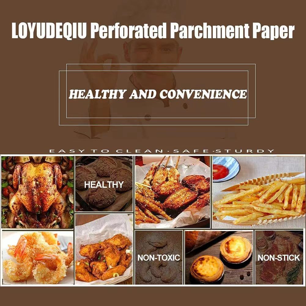 สินค้าพร้อมส่ง แผ่น รอง หม้อทอดไร้น้ำมัน กระดาษรองอบ 100ชิ้น สีน้ำตาล  สี่เหลี่ยม แบบใช้แล้วทิ้ง Air Fryer Paper