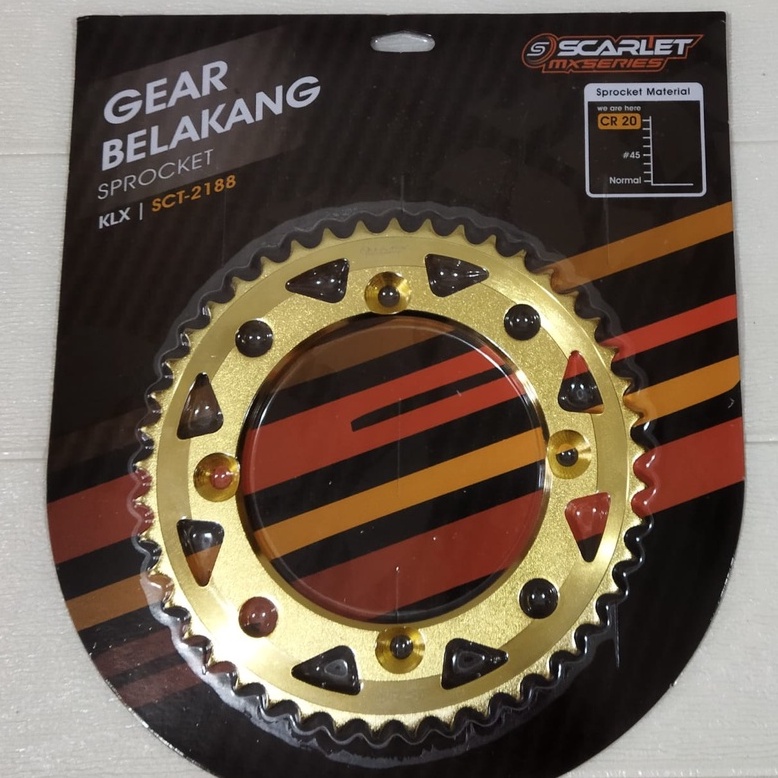 SCARLET เกียร์ด้านหลัง 428 KLX 150 KLX150 45T 46T 47T 48T 49T 50T 51T 52T 53T 54T 55T ทอง