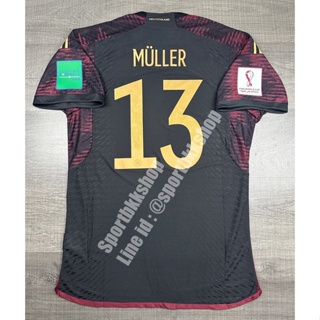 [Player] - เสื้อฟุตบอล ทีมชาติ Germany Away เยอรมัน เยือน เกรดนักเตะ พร้อมเบอร์ชื่อ 13 MULLER และอาร์มฟุตบอลโลก ปี 2022