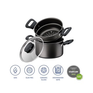 Tramontina หม้อนึ่ง หม้อ อะลูมิเนียม 2 ชั้น รุ่น Loreto เคลือบ non stick พร้อมฝาปิด ขนาด 16 ซม.