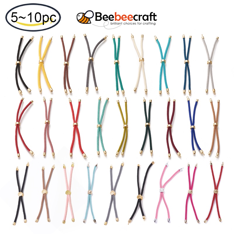 Beebeecraft 5~10 ชิ้น ไนล่อน บิด สร้อยข้อมือ ทําสไลด์ สร้อยข้อมือ ทําด้วยทองเหลือง ค้นพบ กลม สีทอง คละสี โซ่เดี่ยว สําหรับทําเครื่องประดับสร้อยข้อมือ