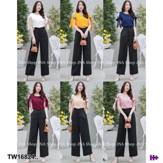 16824 Set 2 ชิ้น เสื้อผูกโบว์แขน + กางเกงขายาว Set of 2 pieces: sleeveless bow tie shirt + long pants