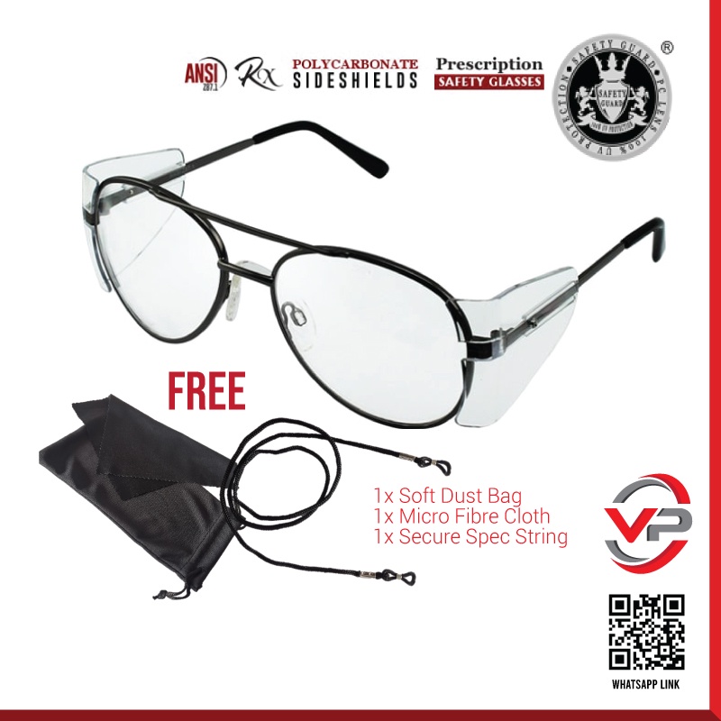 ความปลอดภัย GUARD S-49 SAFETY GLASSES S49 PRESCRIPTION SPEC SAFETY BESI AVIATOR ANSI Z87 UV CLEAR TI