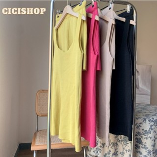 Cicishop(731)เซตเสื้อกล้าม+กางเกง ผ้าดียืดใส่สบายทรงสวยมาก ลุคสาวคาเฟ่สุดๆ