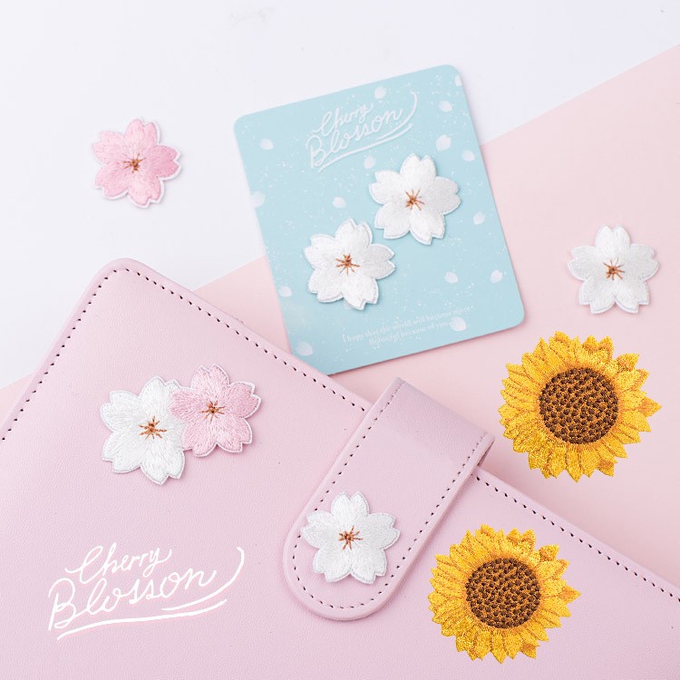 (พร้อมส่ง)ตัวรีดติดเสื้อ Set 🌸ชากุระ&ทานตะวัน🌻ตัวรีดติดเสื้อผ้าDIY