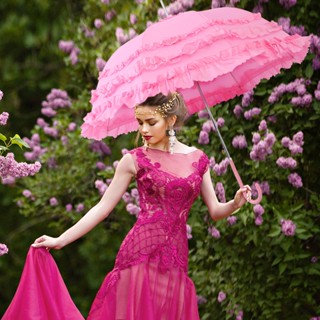 Party Wedding Celebration Marry Umbrella Vintage Victorian Outdoor Cos Lace Princess Lace Umbrella Black Pink Purple Whi