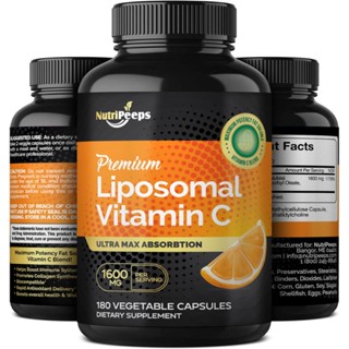 NutriPeeps Liposomal Vitamin C 1600mg -180 Capsules Fat Soluble VIT C Immune Boosting Supplement