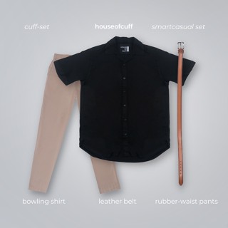 Smartcasual Set 14: เสื้อโบว์ลิ่ง กางเกงทางการ ยาง เข็มขัด