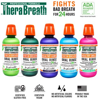 น้ำยาบ้วนปาก TheraBreath, Fresh Breath, Oral Rinse, Mild Mint, 16 fl oz (473 ml)