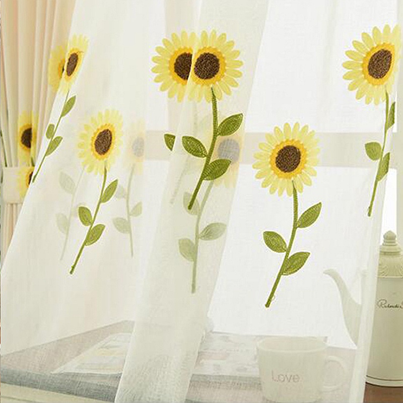 แนะนำ ผ้าม่าน ผ้าม่าน ผ้าโปร่ง ผ้าลินิน ปักลายดอกไม้ ดอกทานตะวัน สีเหลือง สําหรับตกแต่งหน้าต่าง ห้องนอนเด็ก ราคาพิเศษ มีเก็บเงินปลายทาง