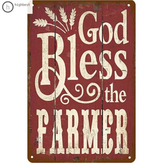 ป้ายโลหะดีบุก ลาย God Bless Farmer สําหรับตกแต่งผนังบาร์