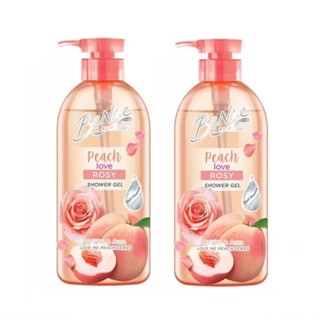 ( 2 ขวด) Benice love me peach shower gel peach love rosy 450 ml บีไนซ์ ชาวเวอร์ เจล พีช เลิฟ โรซี่ ขวดปั๊ม ขนาด 450 มล.